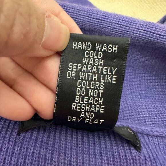 Sarah Spencer Merino Wool Purple Shawl Neck Button Down Cardi‎ Sweater sz M New - Picture 9 of 10